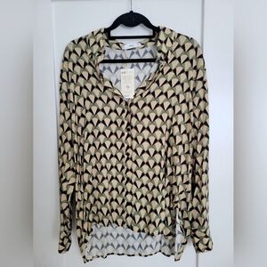 Mango Geometric Print Shirt Women's Size M